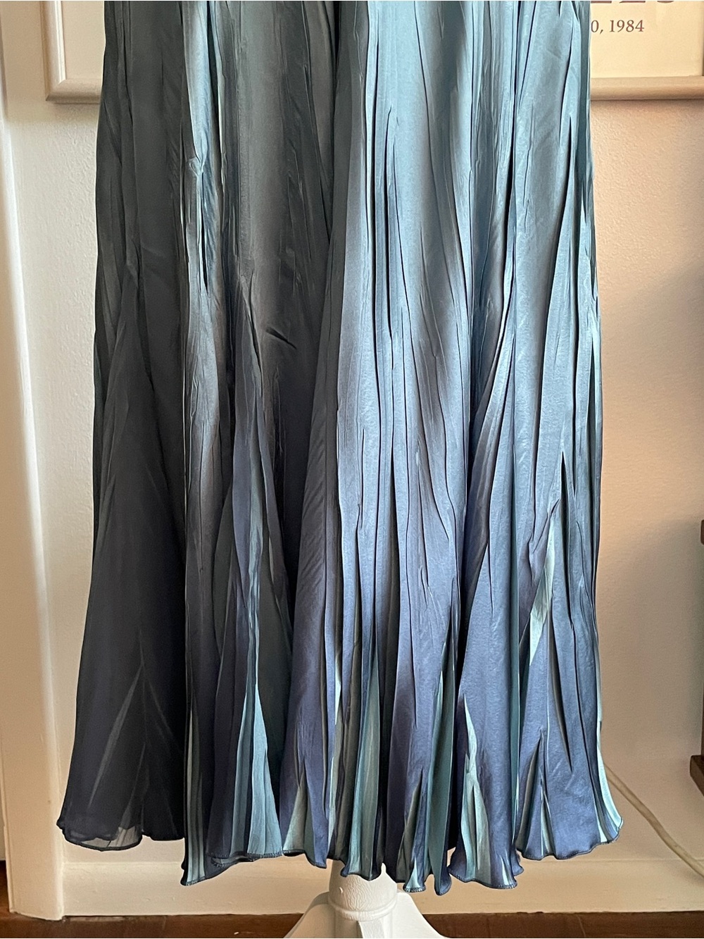 Komarov Teal Blue Pleated Maxi Dress Cardigan Set Mermaid Fairy Wedding Guest - Picture 6 of 16